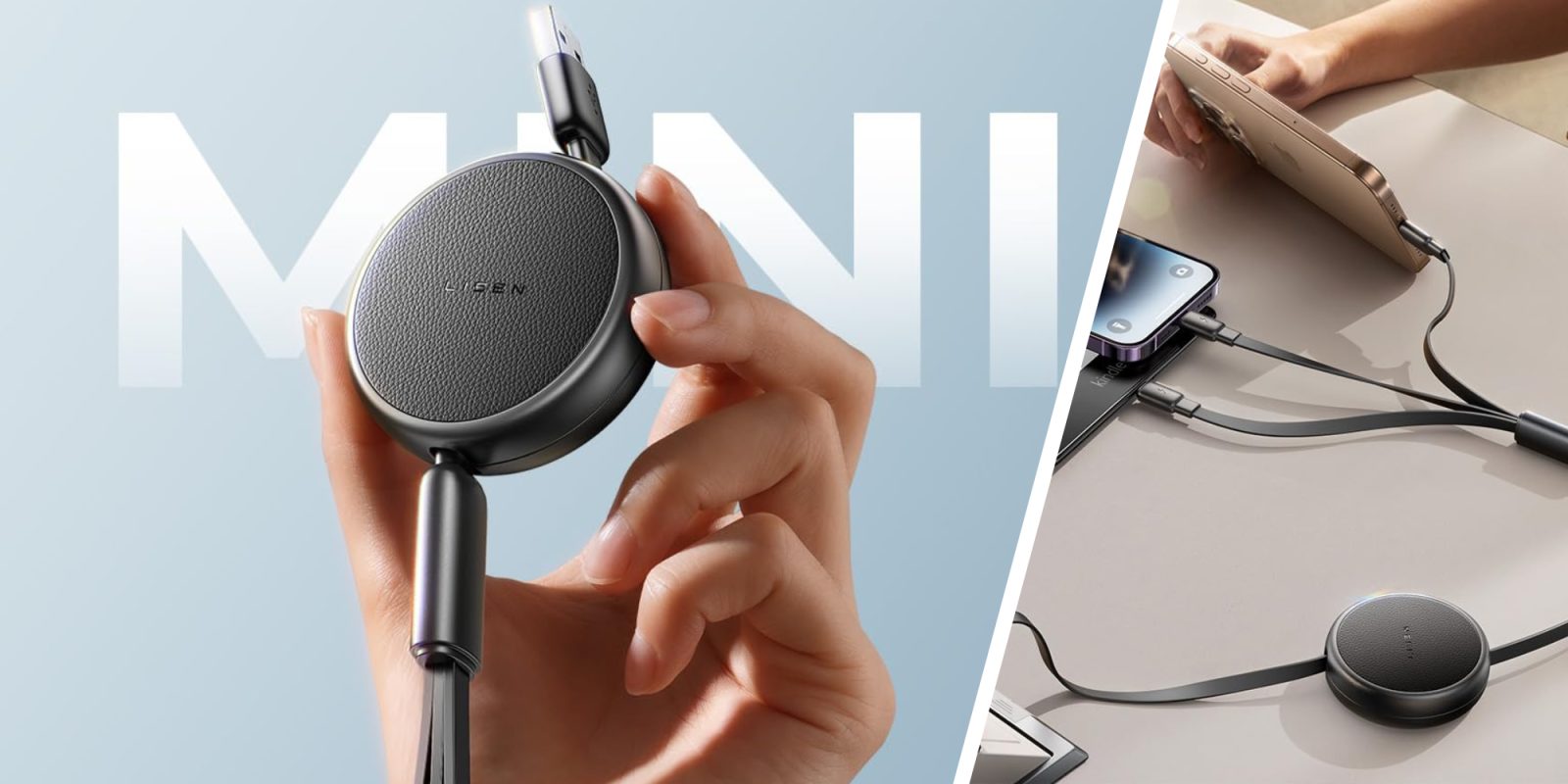 A hand holding a black device