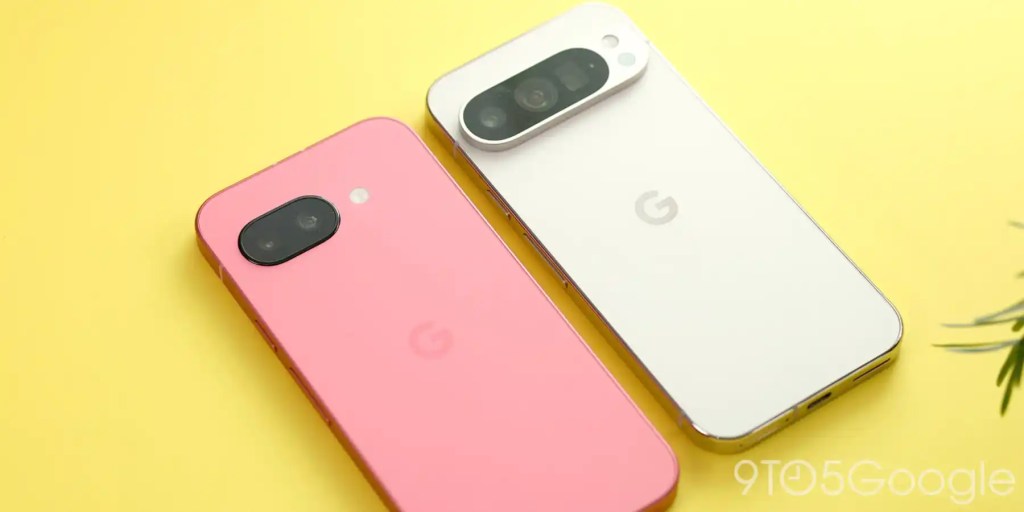 A pink and white cell phones