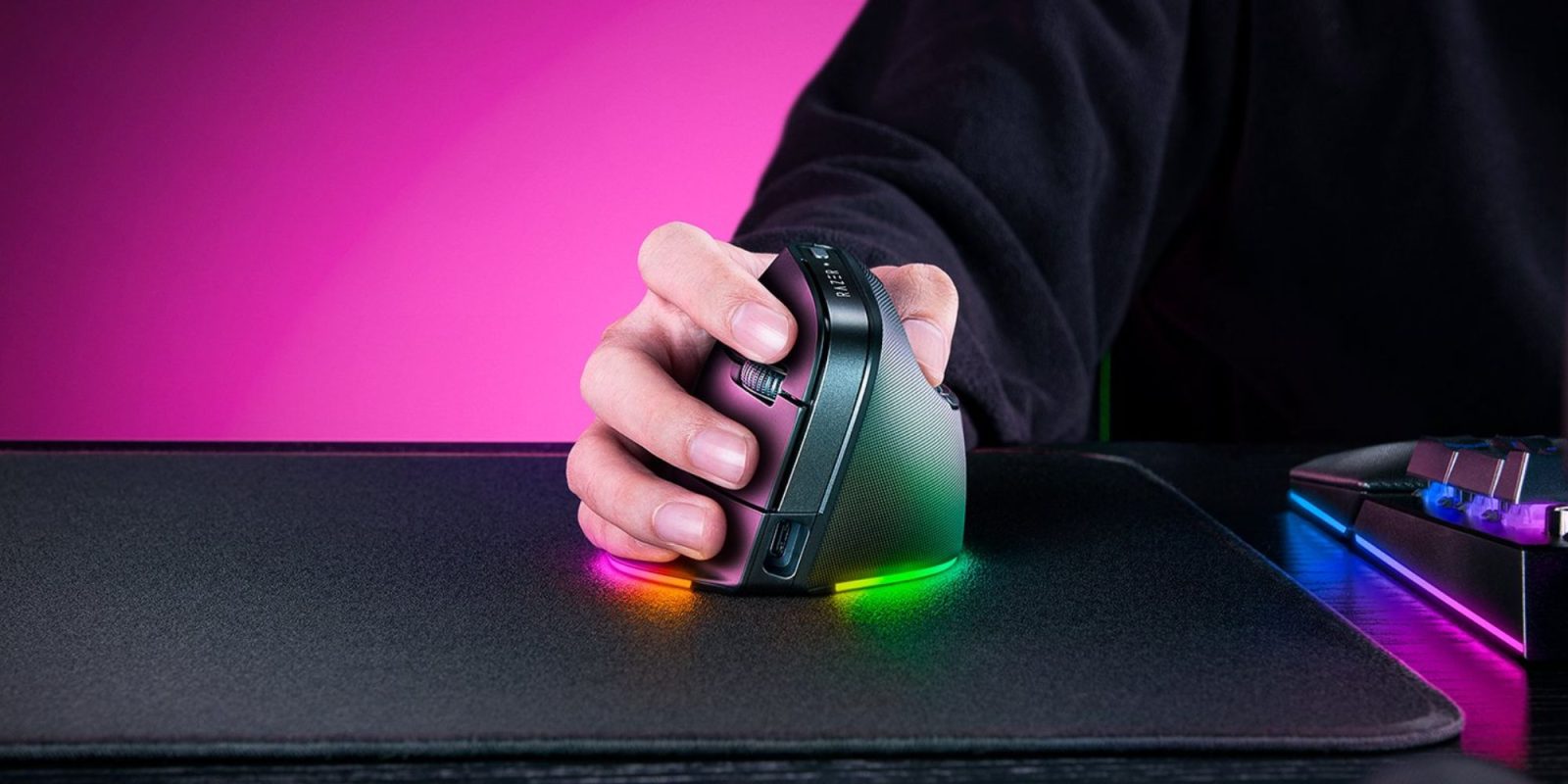 Image showing a person using Razer's Pro Click V2 Vertical mouse.