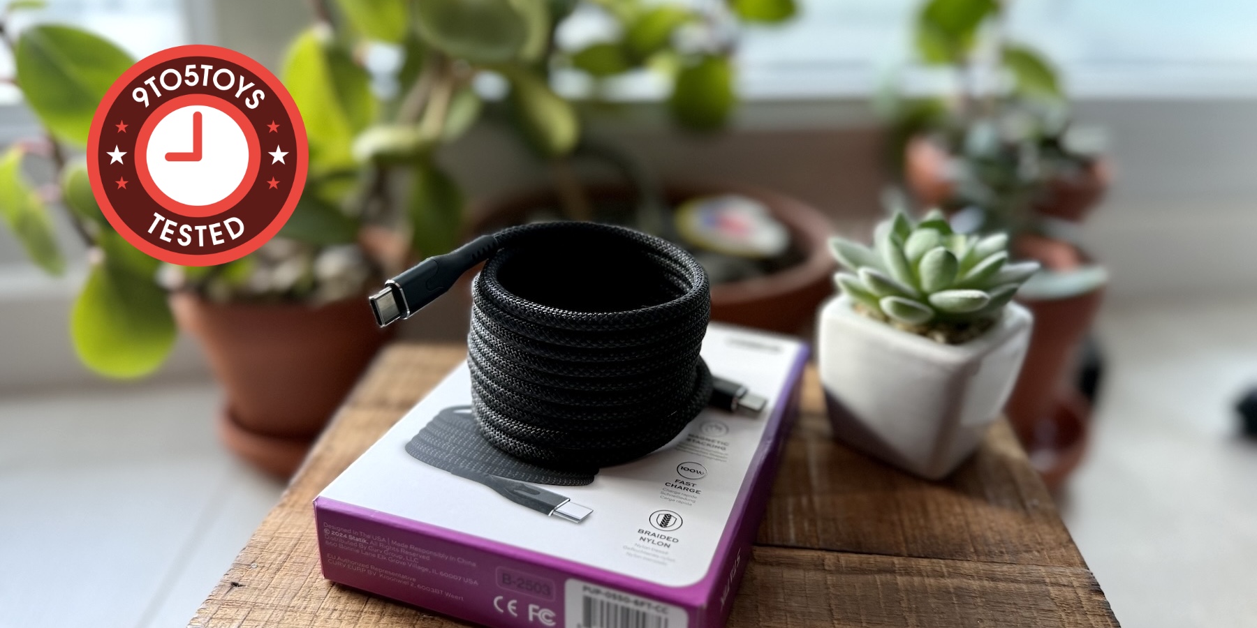 A black cable on a box