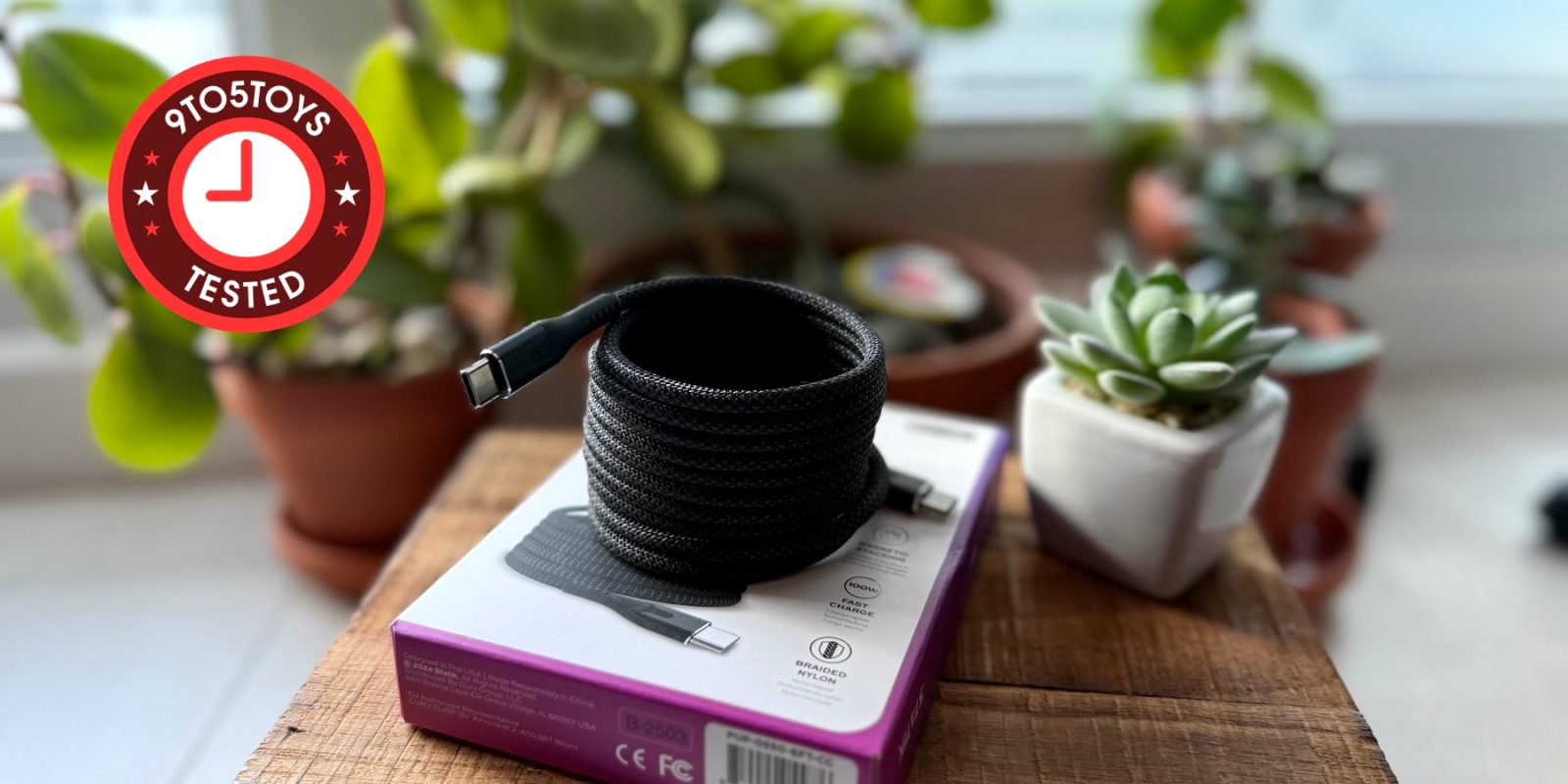 A black cable on a box