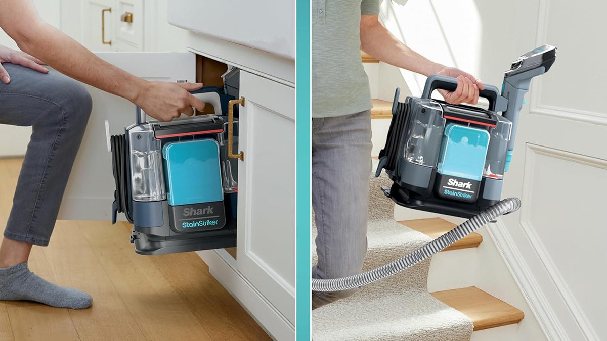 A person using a vacuum cleaner