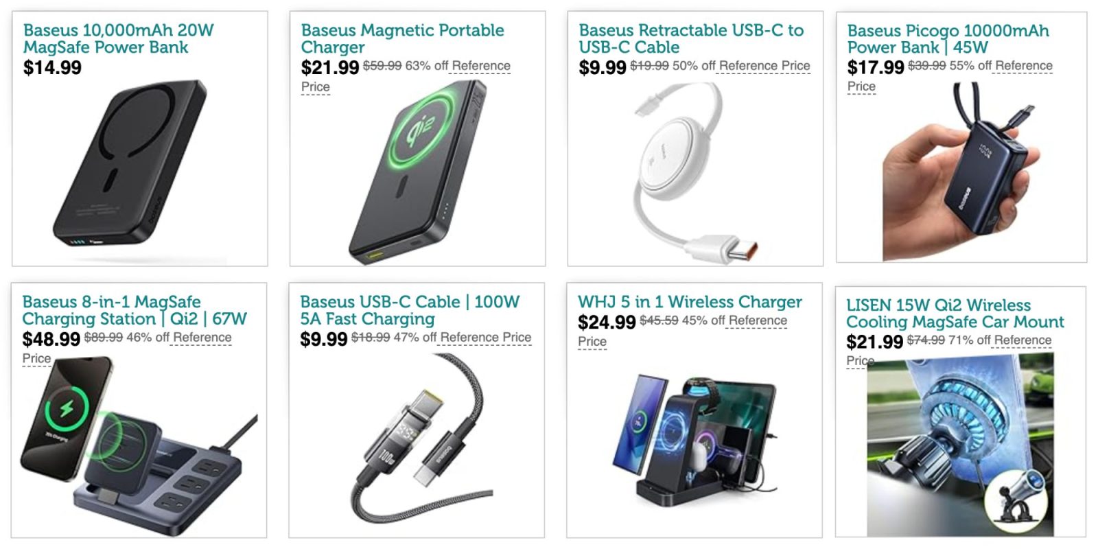 Image showing listings of chargers from Woot sale.