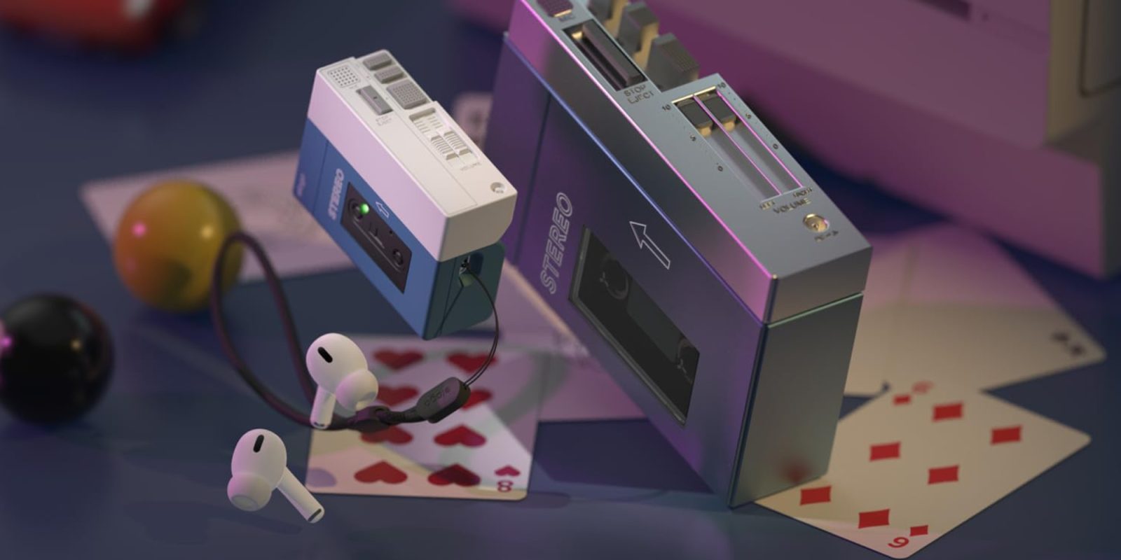 A cassette player and headphones