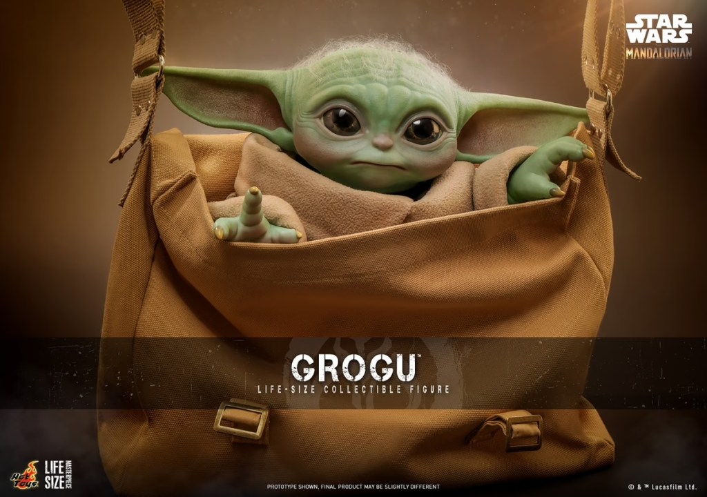 A baby yoda in a bag