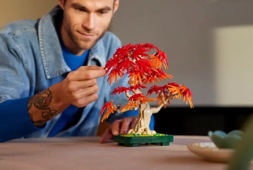 A man playing with a toy tree