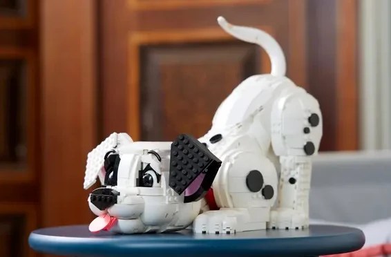 A white dog made of legos