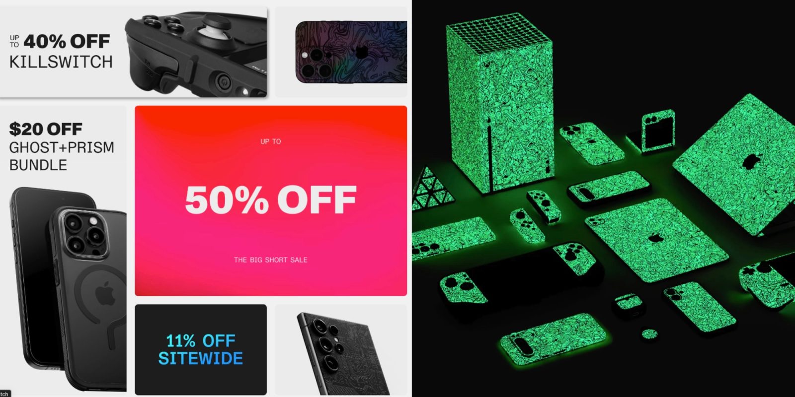 A collage of cell phones and a box