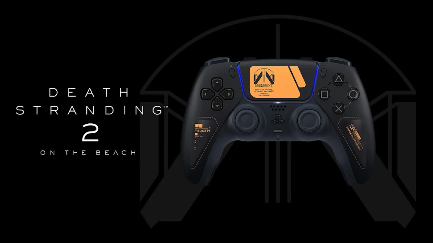 A video game controller with a logo