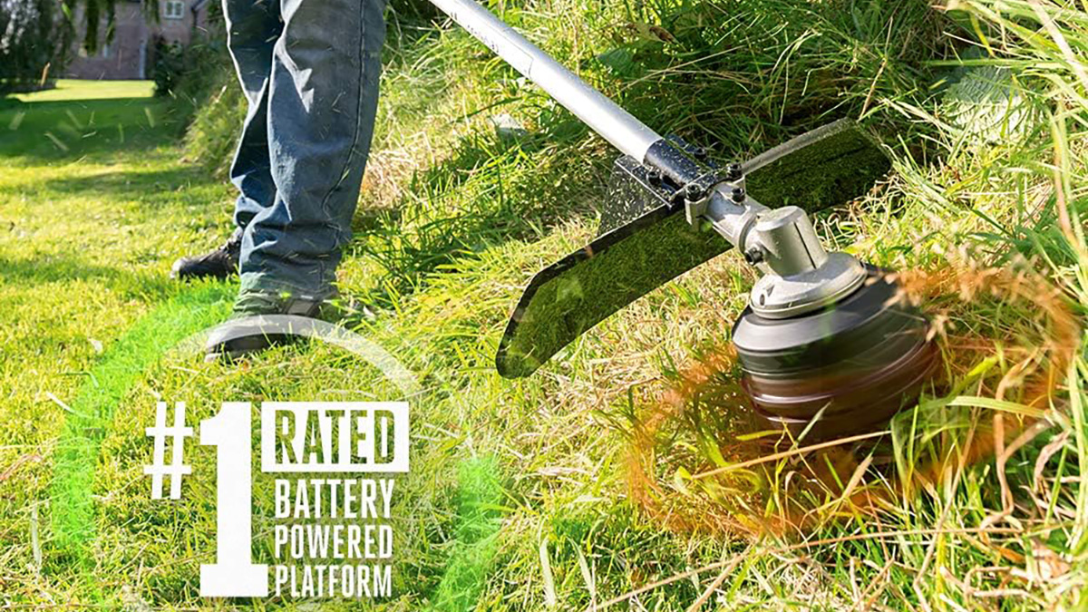 A person using a lawn mower