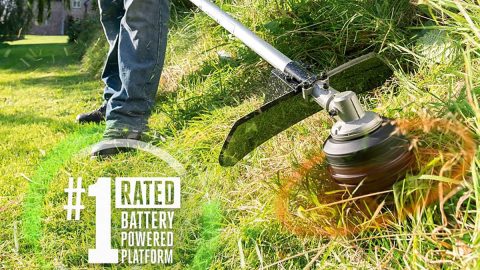 A person using a lawn mower