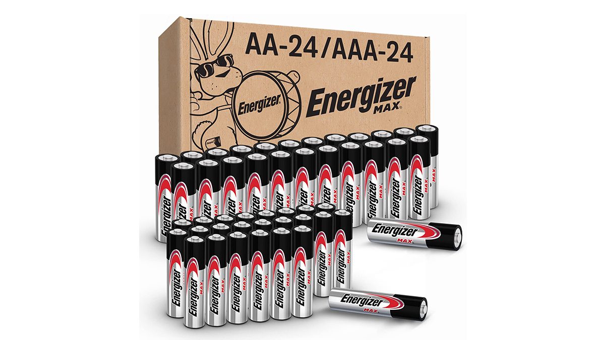 A group of batteries in front of a box