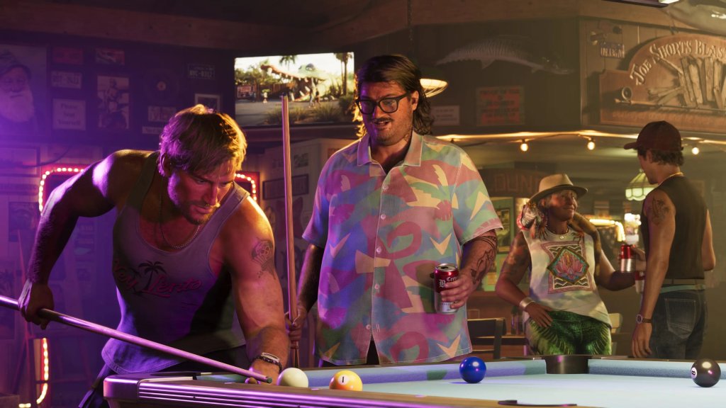 A group of people playing pool