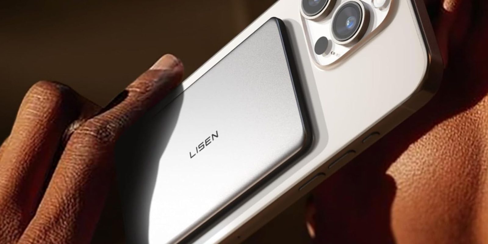 Image showing a person holding LISEN's 5,000mAh power bank.