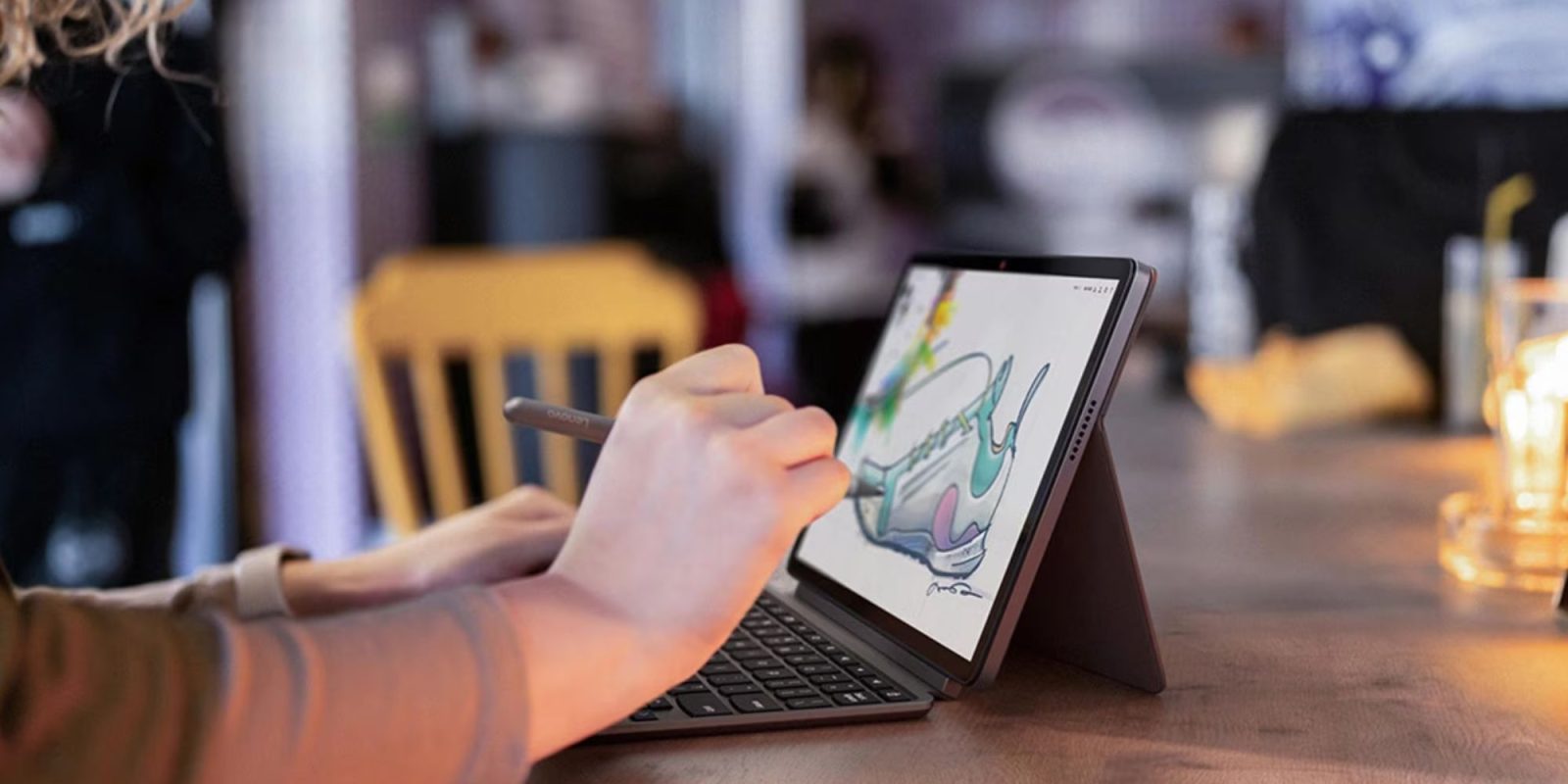 Image showing a person using Lenovo's Chromebook Duet 11.