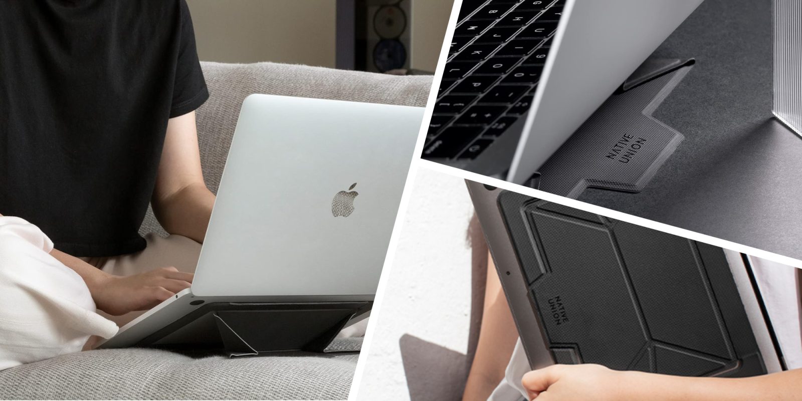 A collage of a laptop