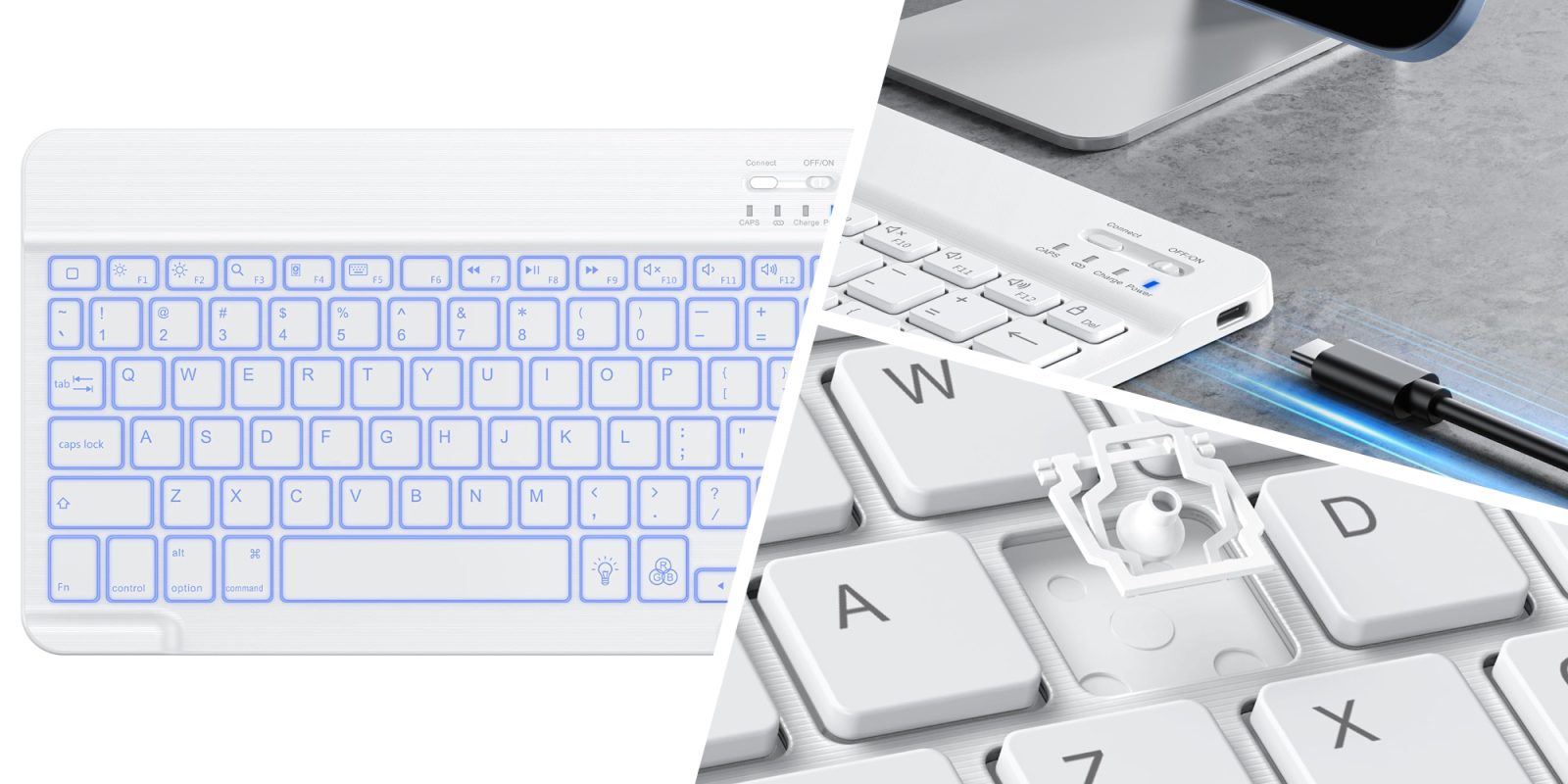 A collage of a keyboard