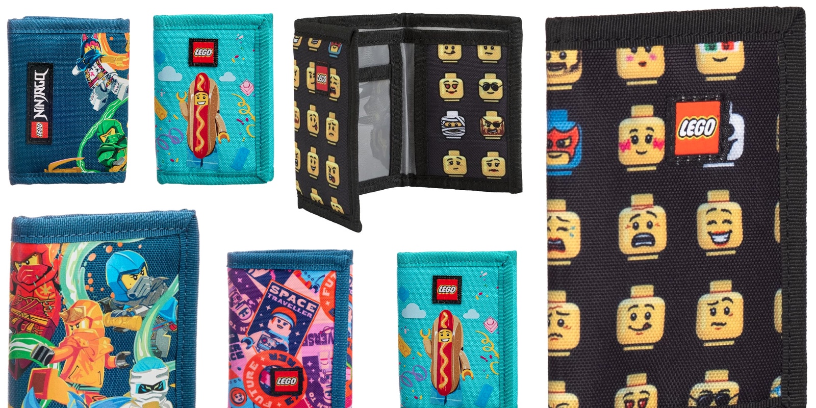 A group of wallets with different designs