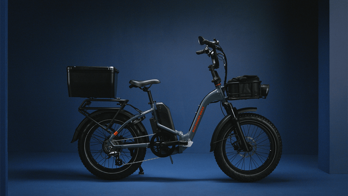 A bicycle with a basket on the back