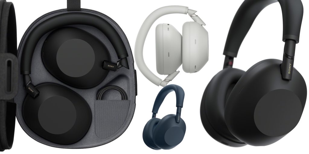 A group of headphones in a case