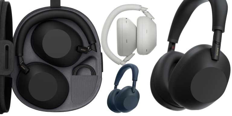 A group of headphones in a case