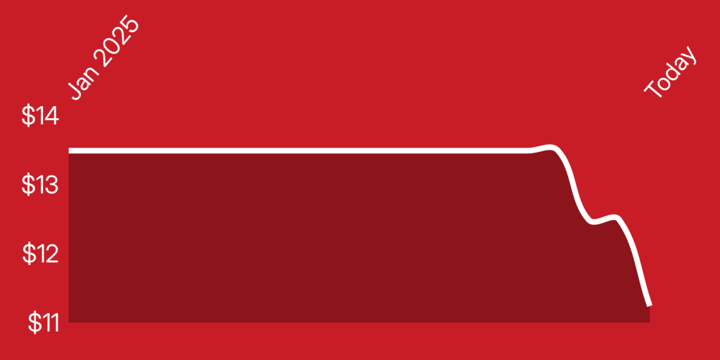 A red and white rectangular object