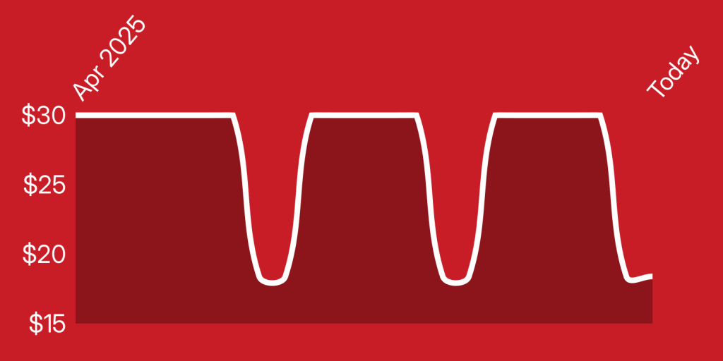 A red and white line drawing