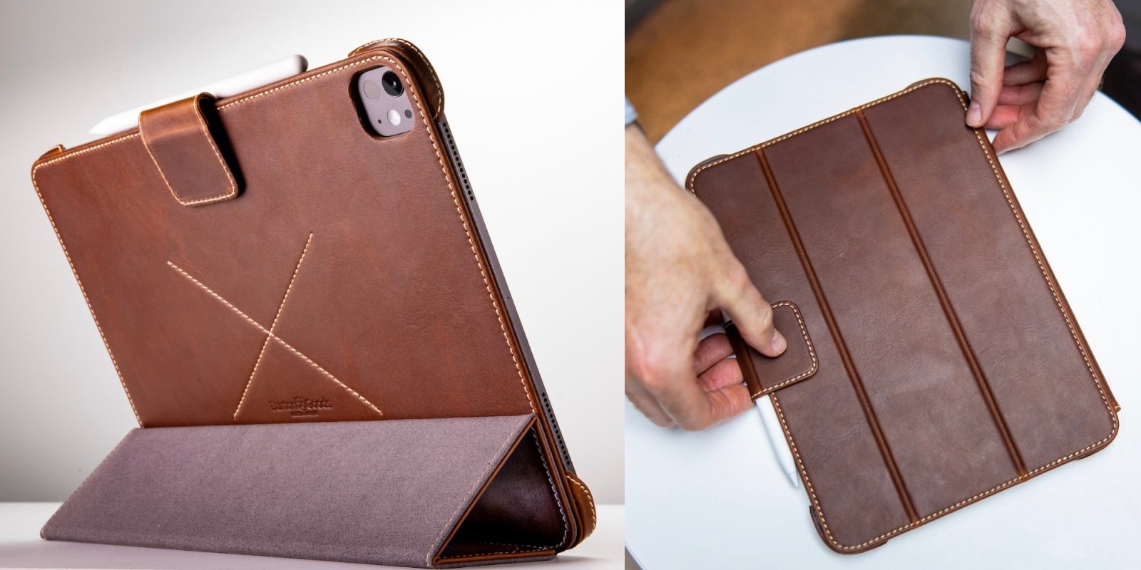 Burton Goods launches new Slim Leather Magnetic Case for M4 iPad ProA close up of a case
