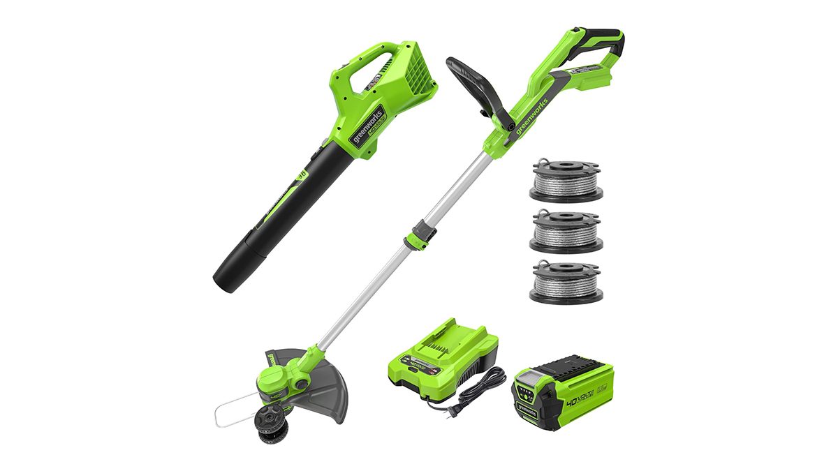 A green and black lawn mower