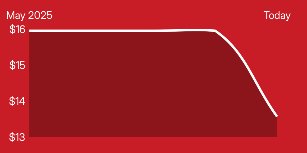 A red rectangular object with white outline