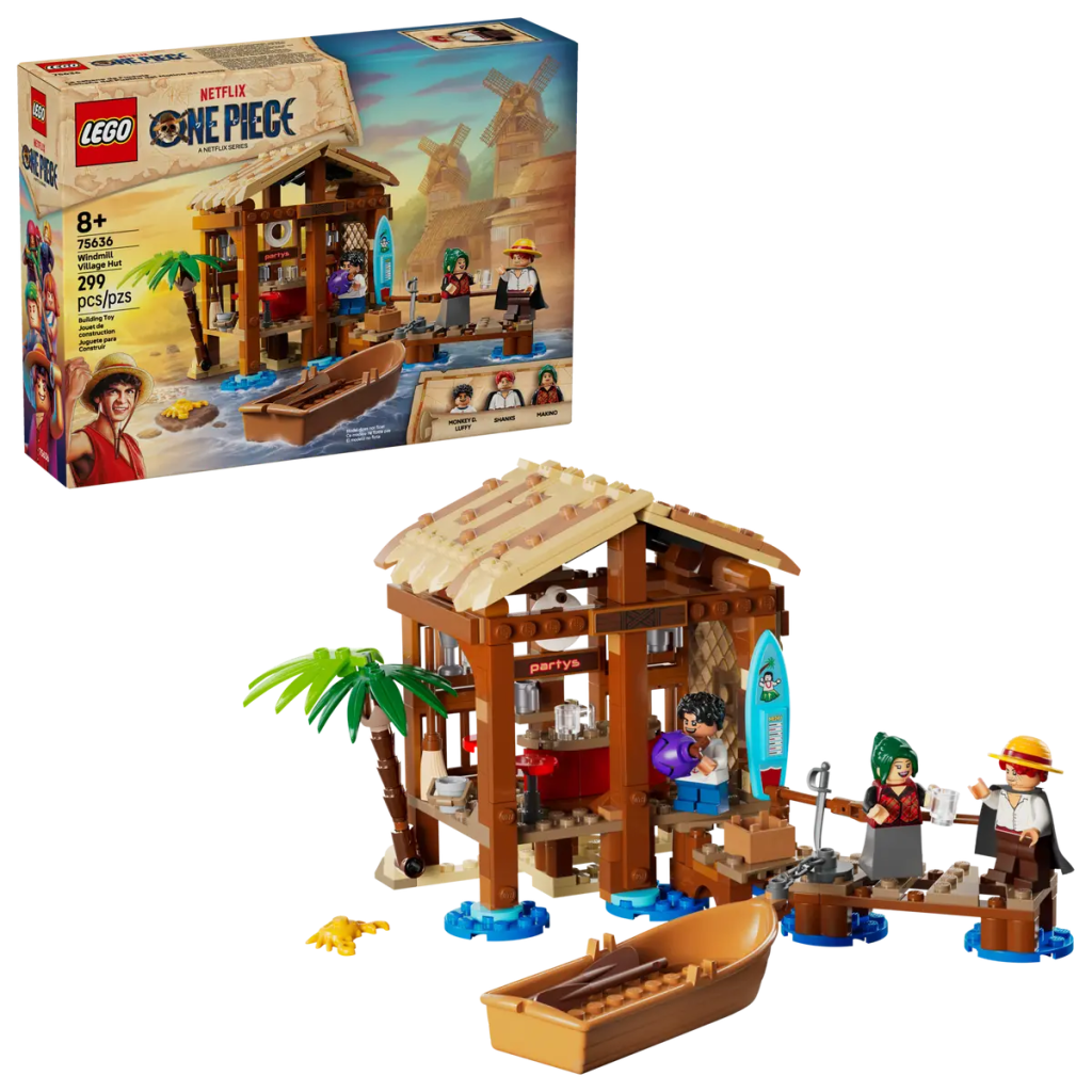 A building set with a boat and people