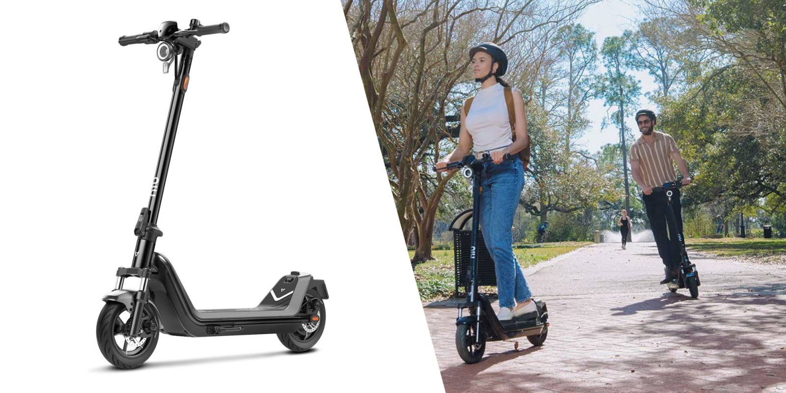 A woman on a scooter