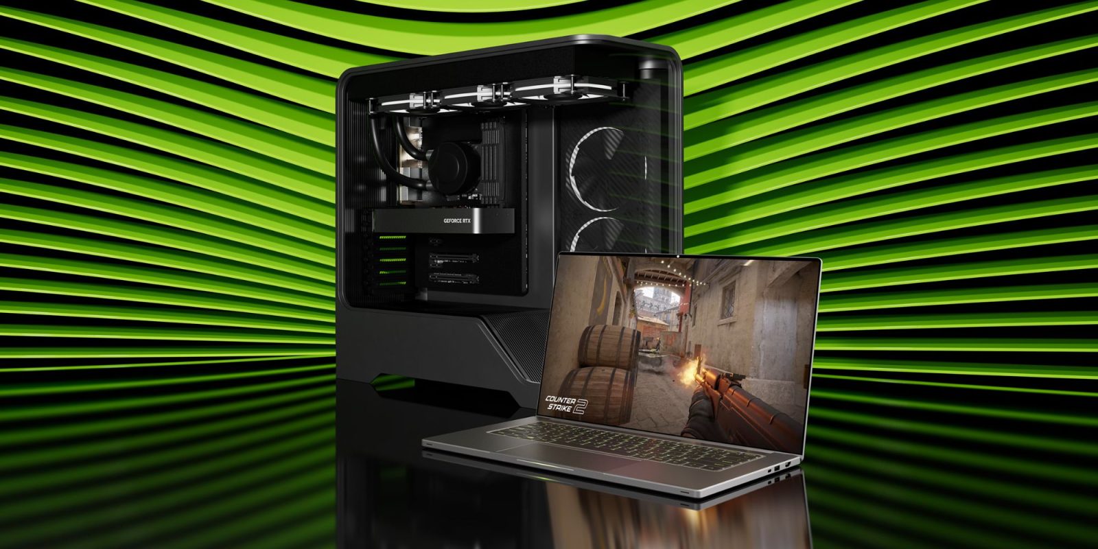 Image showing a render of desktop and laptop for NVIDIA RTX 5050 GPU.