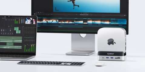 A computer monitor and keyboard