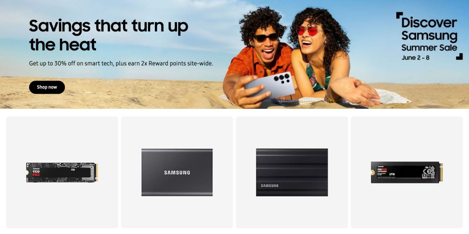 Image showing listings from Samsung Discover sale.