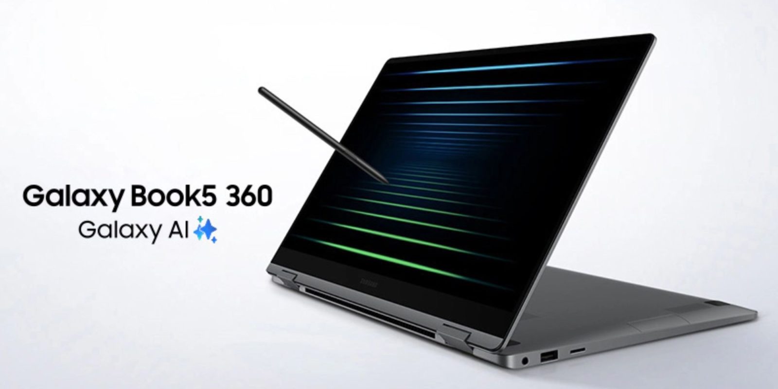 Image showing a render of Samsung's Galaxy Book 5 360 Copilot+ PC.