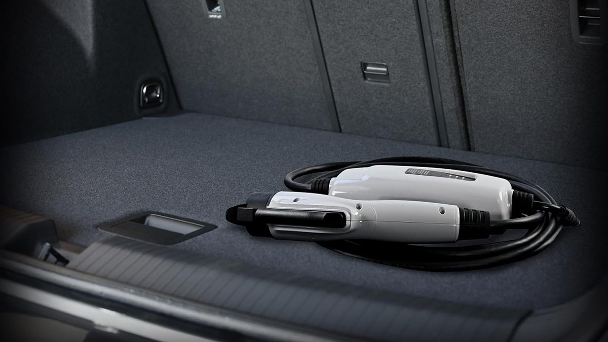 A vacuum cleaner in a car trunk