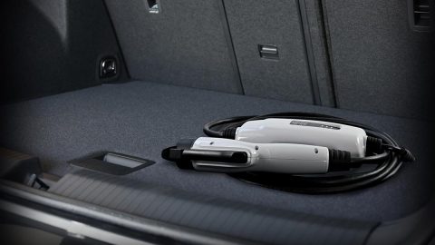 A vacuum cleaner in a car trunk