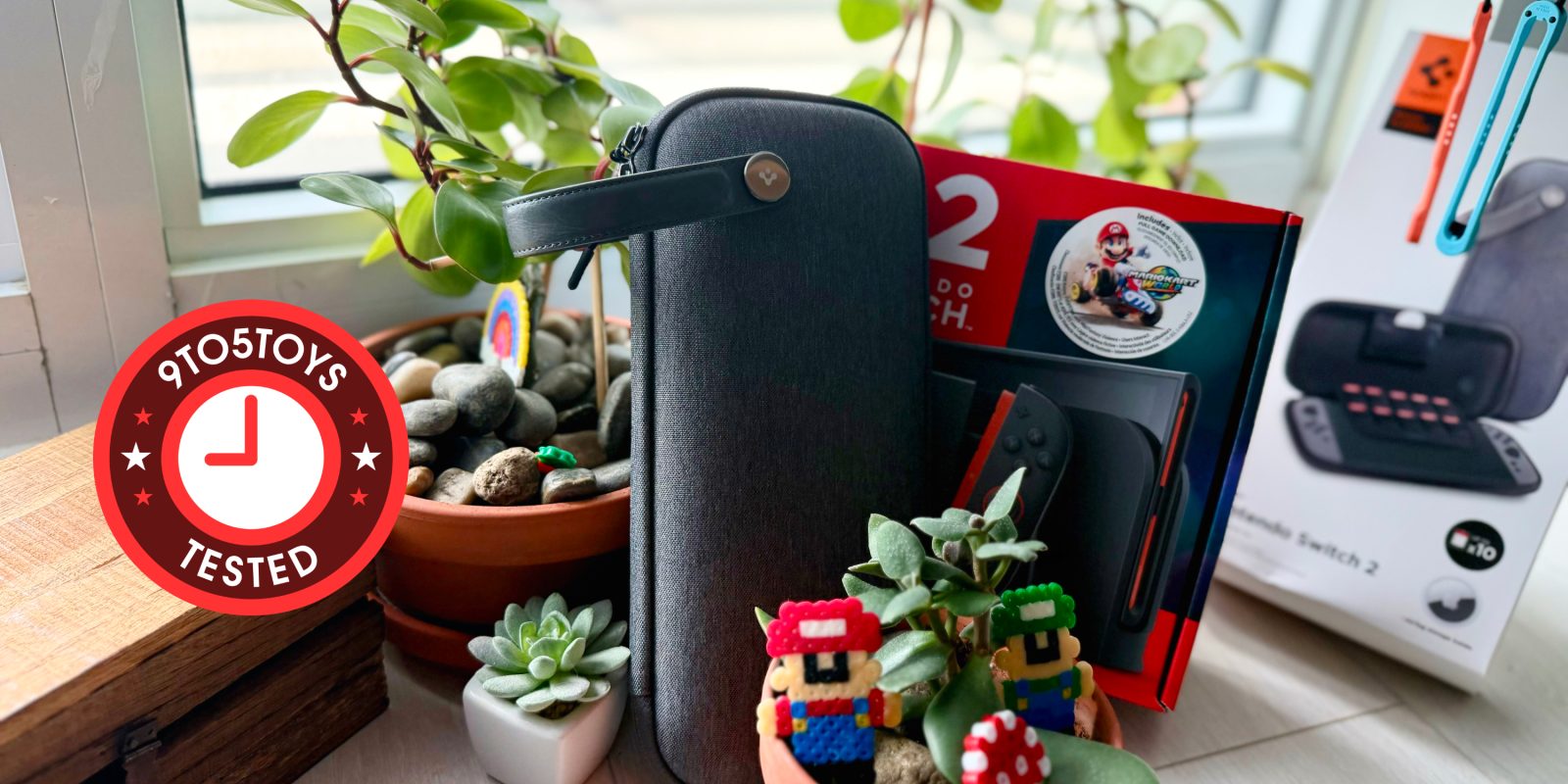 A black case with a video game controller and a video game console