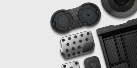 A group of black and silver objects