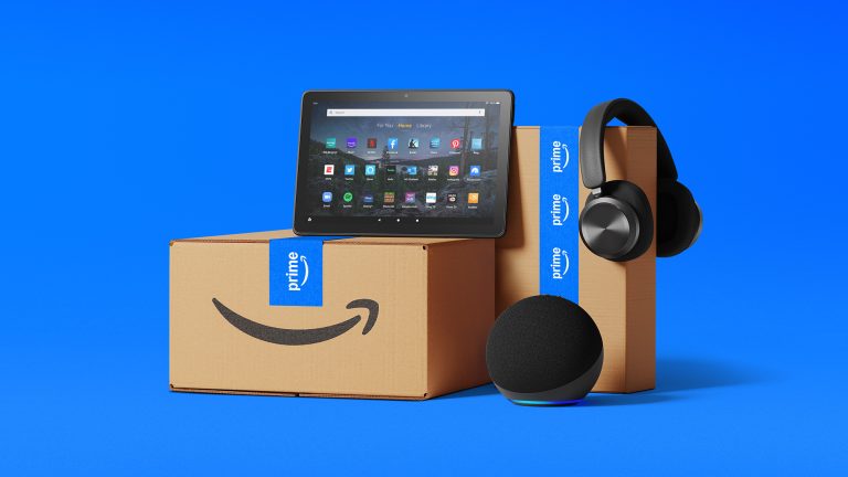 A box with a tablet and headphones