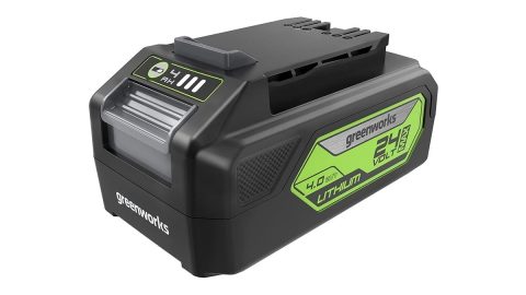 A black and green battery