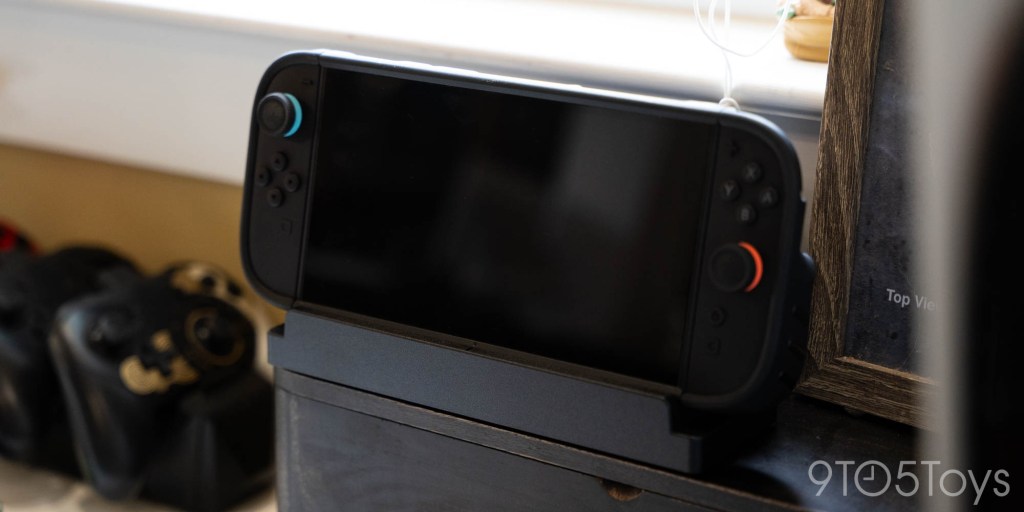 A black gaming device with a black screen