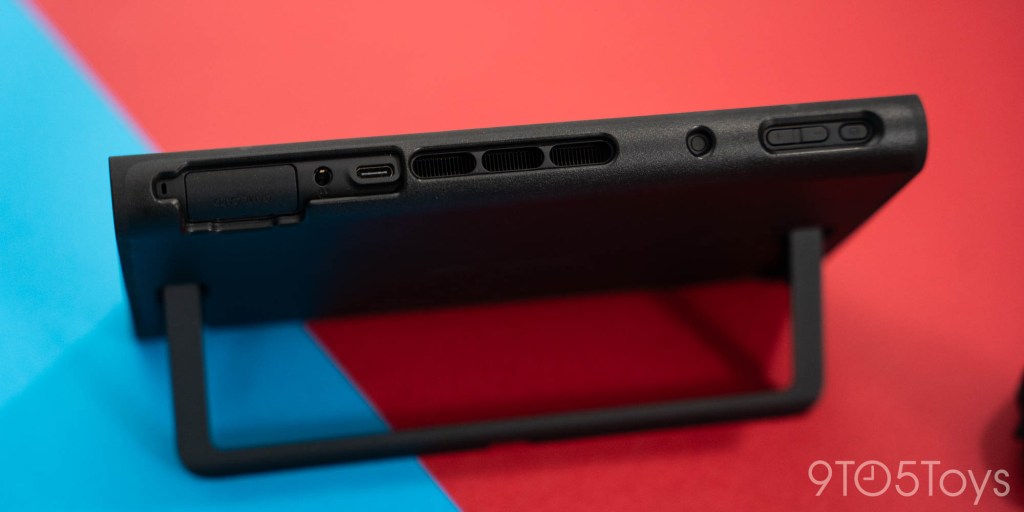 The back of a black tablet
