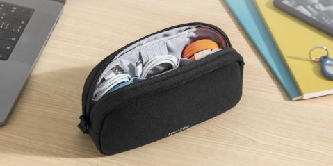 A black bag with wires in it