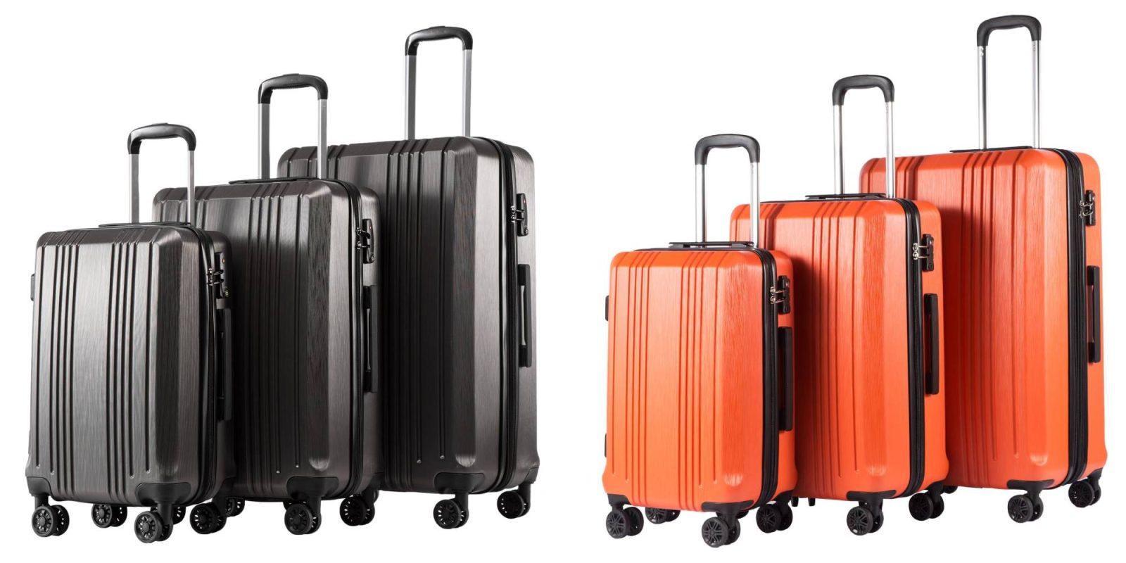 A group of luggage on wheels