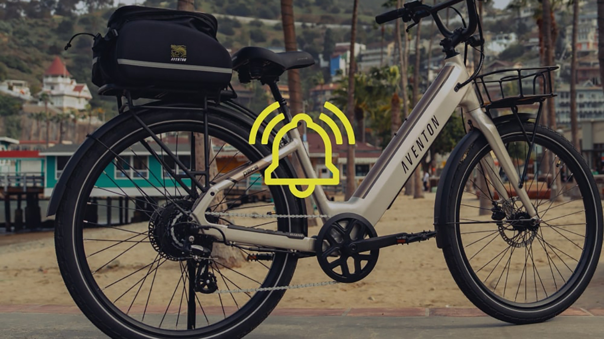 A bicycle parked on a sidewalk