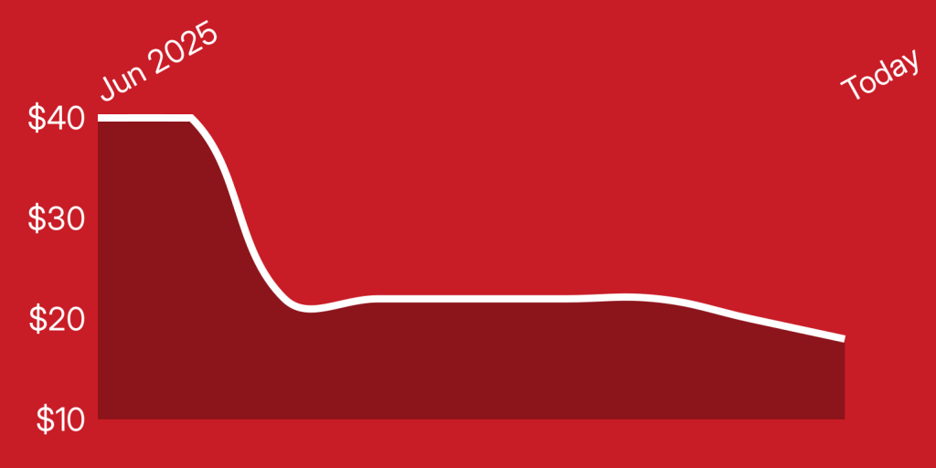 A red and white line drawing