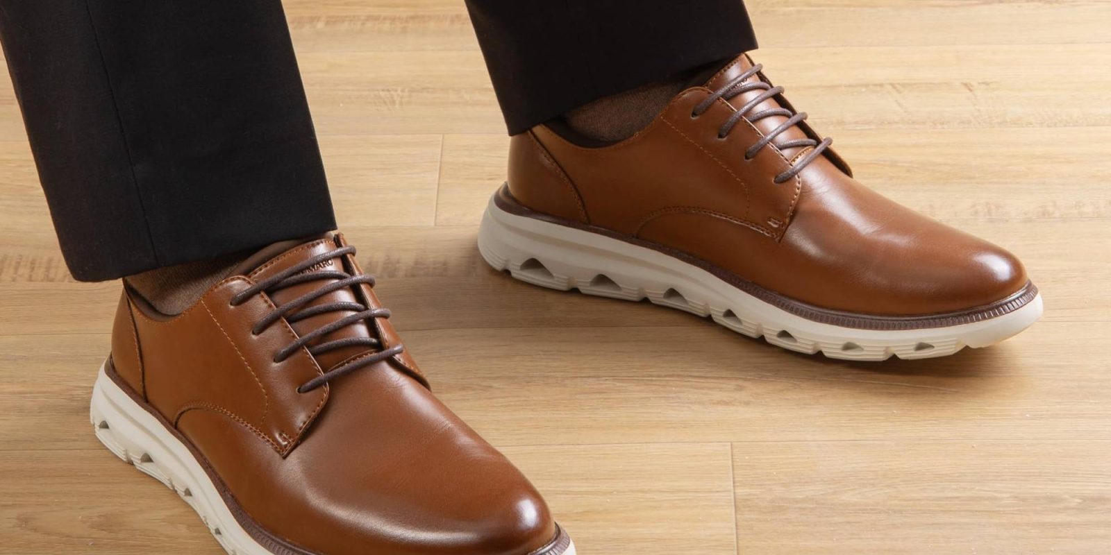 A pair of brown shoes