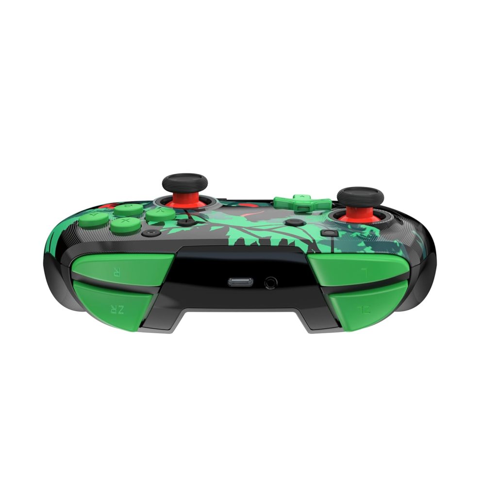 A green and black video game controller